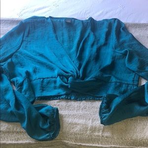 Silk blue blouse, only worn once , no damage